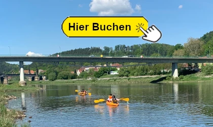 zwei kajaks auf der elbe vor bad schandauer elbbruecke 420x250